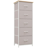 Somdot tall dresser ash grey front view showing five drawers for organized storage