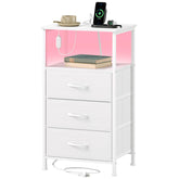 Somdot white nightstand with charging station keeps devices powered within arm's reach.