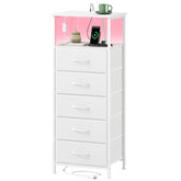 Somdot white nightstand charging-station beside bed powering devices easily