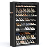 SongMics 10-tier shoe rack fully loaded with sneakers and heels, maximizing closet storage.