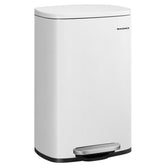 Songmics 13-gallon trash can front view with a sleek stainless steel finish for kitchens