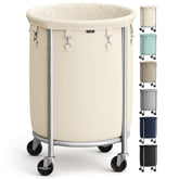 SongMics 29-gallon laundry basket on wheels, easy transport to the laundry room.