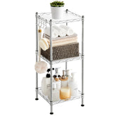 SONGMICS 3-tier bathroom shelf extendable design for compact storage.