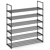 SONGMICS 6-tier shoe rack upright keeps entryway organized and shoes easily accessible.