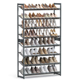 SONGMICS 8-tier shoe rack assembly with sturdy metal frame for organized entryways.