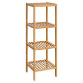 SONGMICS 4-tier bamboo shelf fits in a corner for compact storage