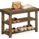 SongMics bamboo shoe rack bench top panel for quick entryway organization.