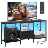 SONGMICS BELLAH TV stand in ink black supports 55-inch TVs with a sturdy steel frame