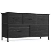 Songmics Bellah dresser front view in ebony black finish for organized bedrooms.
