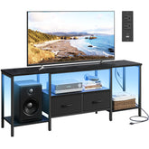 SONGMICS BELLAH TV stand with LED lights for mood lighting during movie nights