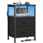 Songmics Bellah nightstand with charging station keeps devices powered at bedside.