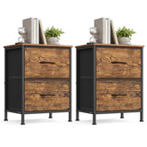 SONGMICS Bellah nightstand two drawers top view with sturdy industrial frame