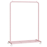 Songmics pink UHSR025P01 rack extends closet space with mobile convenience for hanging garments