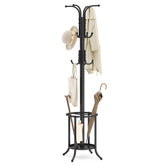 SONGMICS coat rack with umbrella holder keeps coats and umbrellas neatly organized.