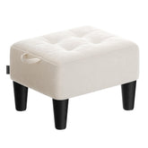 SONGMICS cream white velvet foot stool with plush seat for comfortable feet.