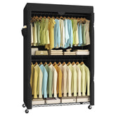 SONGMICS heavy-duty rolling clothes rack front view showing sturdy frame and mobility