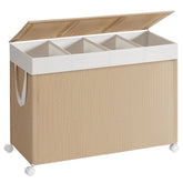 SONGMISTICS HOME laundry hamper with four-section rolling design for organized laundry.