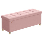 SONGMICS jelly pink storage ottoman with velvet top offers soft seating and hidden storage