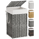 SONGMICS laundry hamper lid keeps laundry out of sight and odors contained.