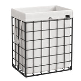 Songmics laundry hamper with wire-frame setup for durable laundry storage.