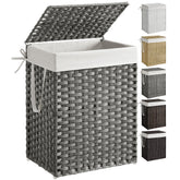 SONGMICS laundry hamper with lid keeps clothes out of sight and odors contained.