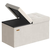 SongMics Mazie 30-inch ottoman, front view in cream velvet, adds stylish storage and seating.