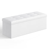 Songmics Mazie 43-inch folding ottoman folded for compact storage and space saving.