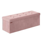 SONGMICS Mazie foldable storage ottoman for quick setup and under-bed storage.
