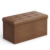 SONGMICS Mazie folding ottoman with closed lid provides quick, space-saving storage.