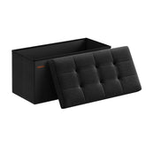 SongMics Mazie folding ottoman in ink black used as seating and storage