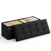 SongMics Mazie folding ottoman in ink black showing compact storage solution for living rooms