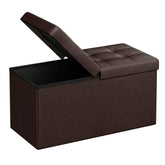 SONGMICS MAZIE brown storage ottoman closed lid, sturdy seating with hidden storage