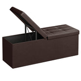 SONGMICS MAZIE storage ottoman with folding lid for quick setup and versatile use.