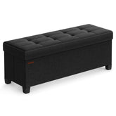 Songmics ottoman bench with linen texture provides elegant seating and hidden storage.