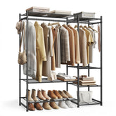 Songmics portable closet wardrobe front view shows sturdy steel frame and storage
