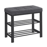 SONGMICS shoe bench with cushion offers comfortable seating while organizing footwear.