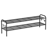 Songmics 2-tier shoe rack design shows spacious shelves for multiple pairs.