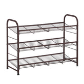 Songmics 3-tier shoe rack demonstrates organized footwear in a compact space
