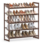 SONGMICS 5-tier rack with flat shelves for easy access and organized footwear.