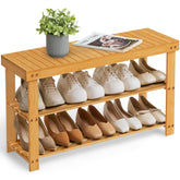 SONGMICS shoe rack bench top view showing spacious surface for bags and essentials