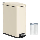 SongMics slim trash can 13-gallon sand beige fits tight spaces with easy waste management.