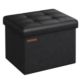 Songmics small folding storage ottoman top view; compact seating with hidden storage.