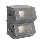 SONGMICS stackable storage bin front window for quick visibility