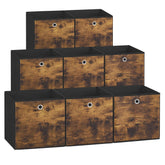 Songmics storage cubes set of 8 in rustic brown and ink black for closet organization.