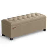 Songmics camel brown storage ottoman bench with cover on offers versatile seating and hidden storage.