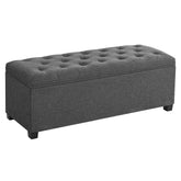 Songmics storage ottoman bench with linen tufted surface for elegant living spaces.