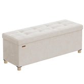 SONGMICS storage ottoman folding design provides compact seating.