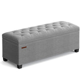 SongMICS storage ottoman with linen tufted top offers stylish seating and hidden storage.