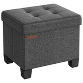 SONGMICS storage ottoman in slate gray fabric with tufted detailing for cozy seating