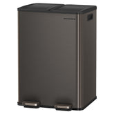 SONGMICS dual-compartment trash can front view for sorting waste.